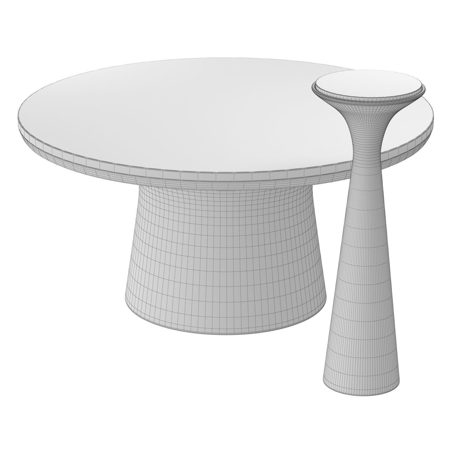Silhouette Pedestal Drink Table and Marble Coffee Table 3D model_6