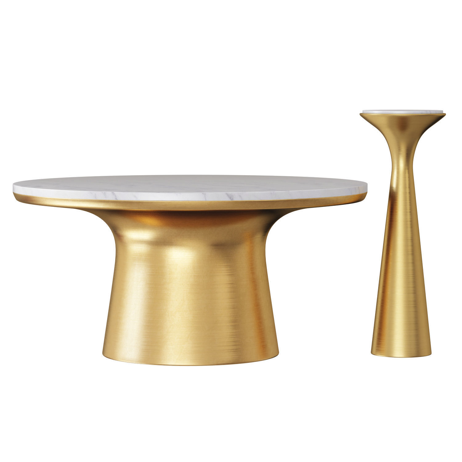 Silhouette Pedestal Drink Table and Marble Coffee Table 3D model_2