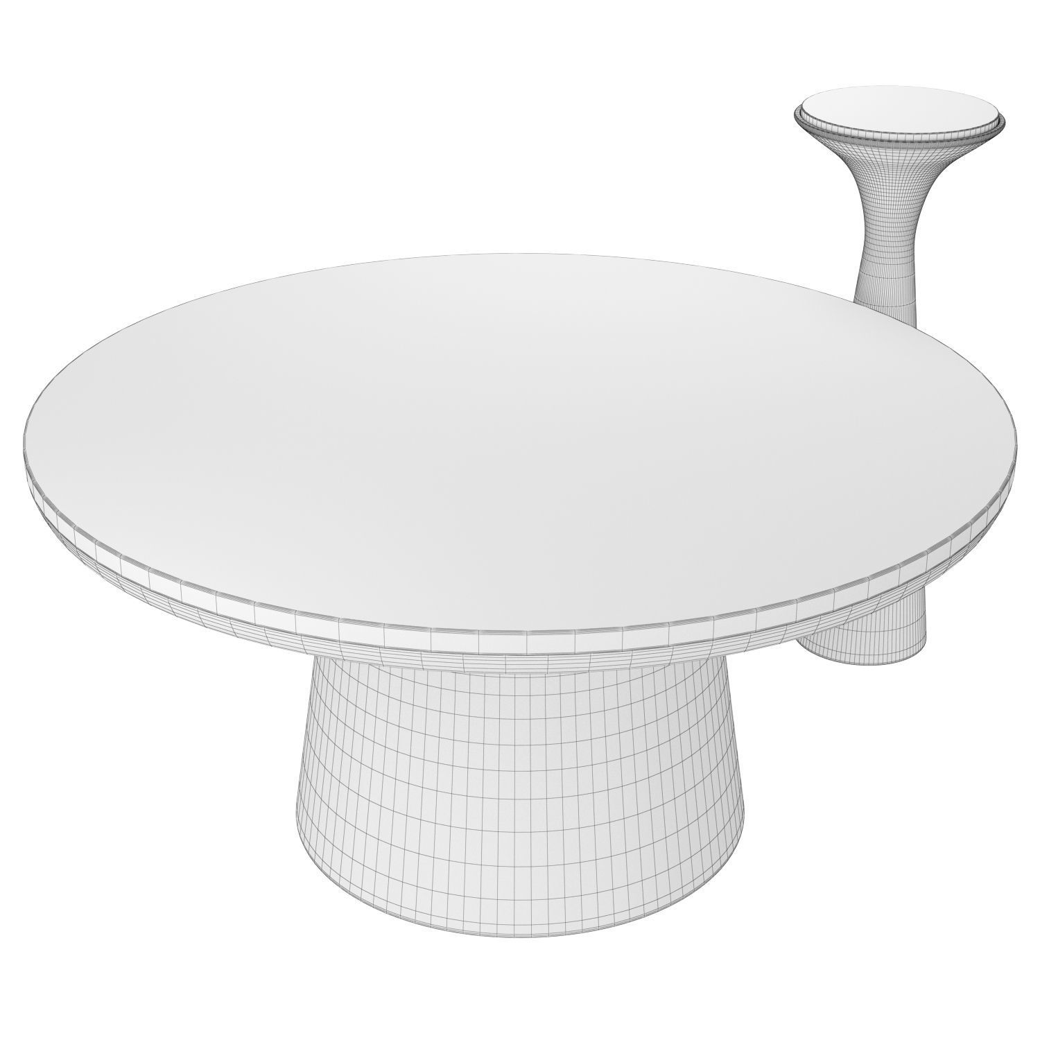 Silhouette Pedestal Drink Table and Marble Coffee Table 3D model_5
