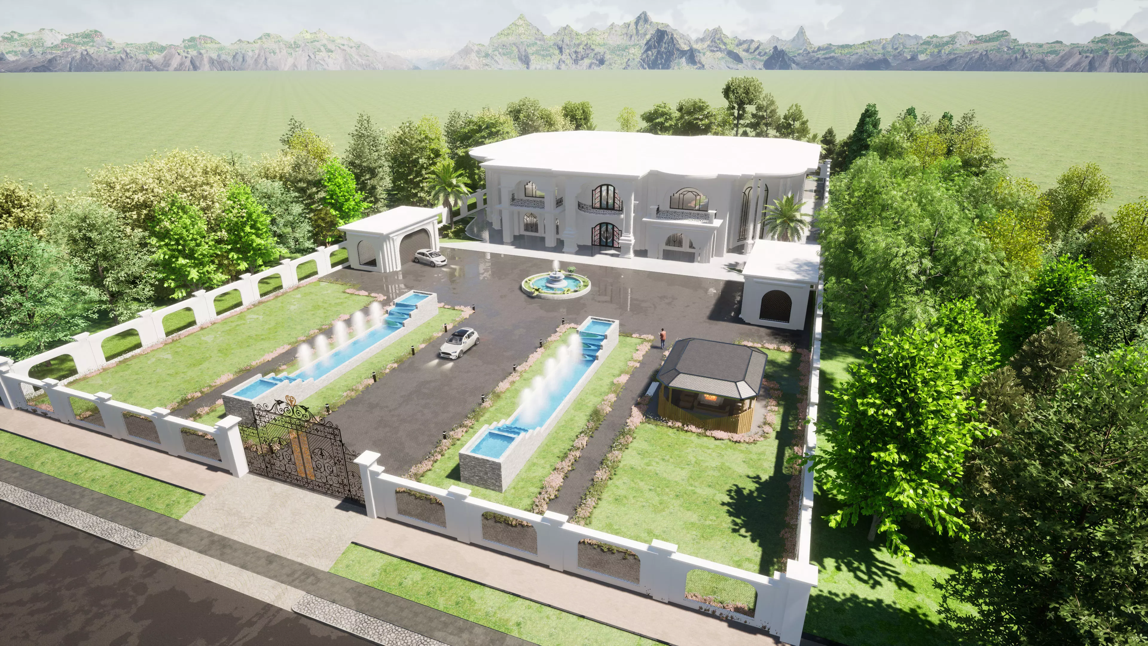 Luxury Grand house Low-poly 3D model