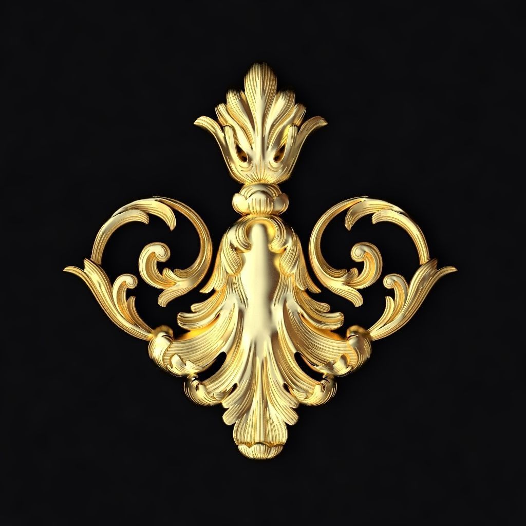 Central decor ornament for furniture 3D model_1