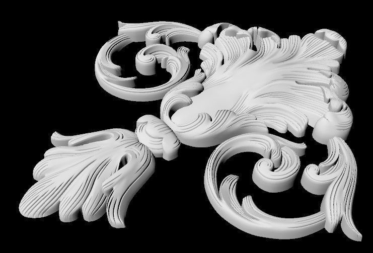 Central decor ornament for furniture 3D model_4