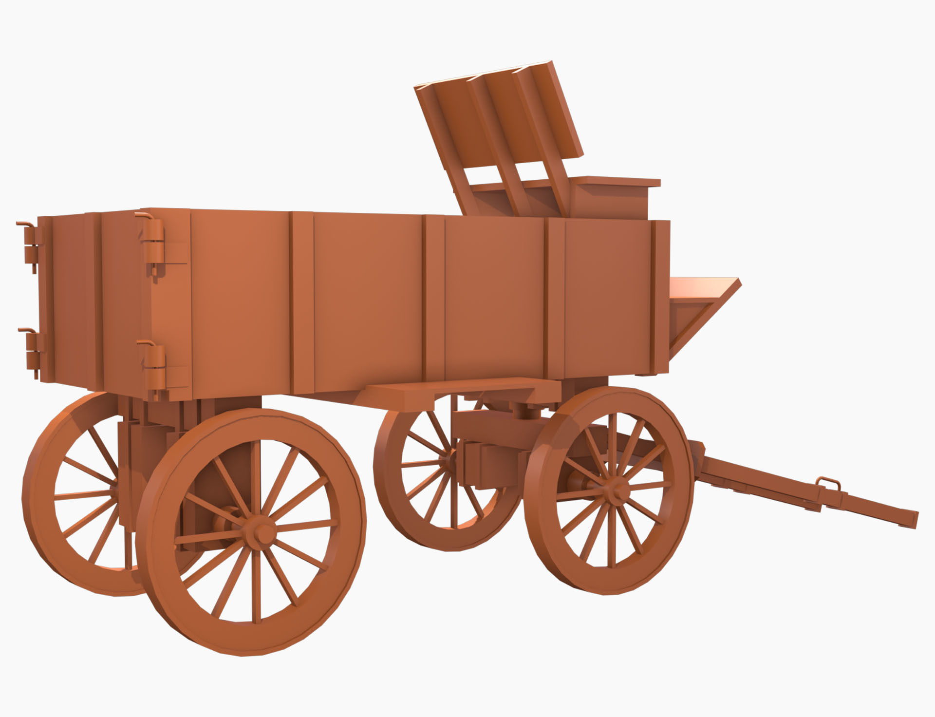 Medieval Wooden Cart 3 Low-poly 3D model_17