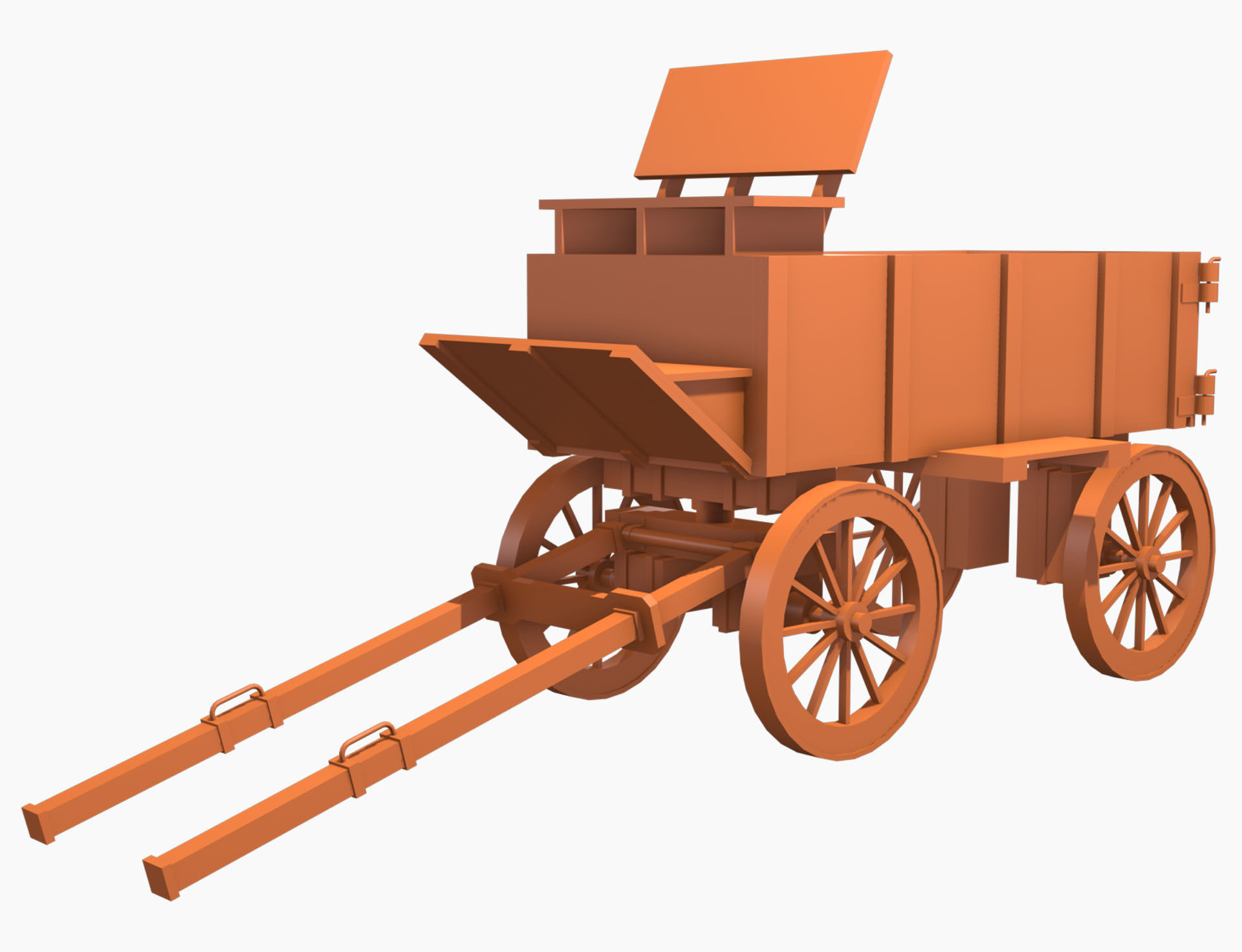 Medieval Wooden Cart 3 Low-poly 3D model_14