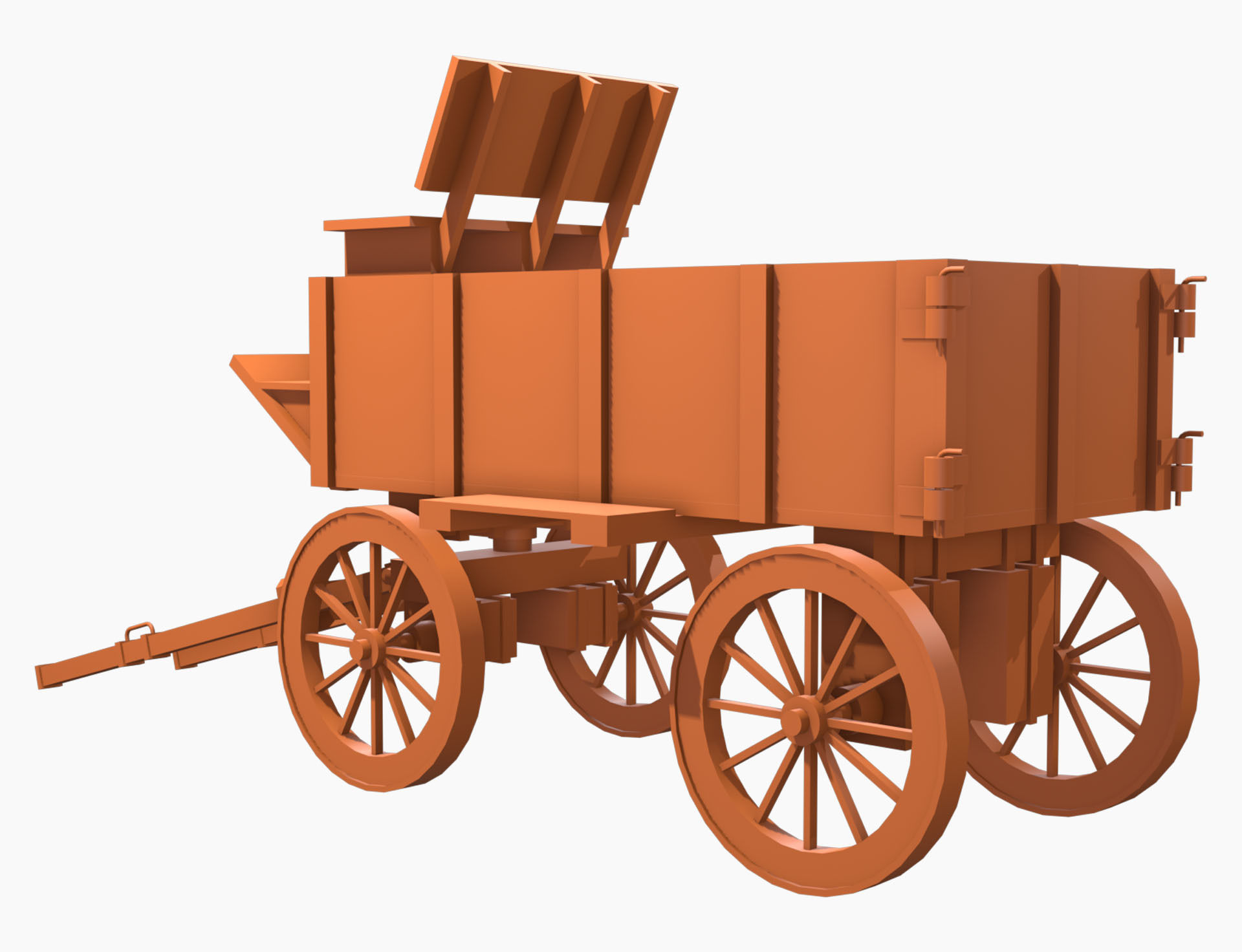 Medieval Wooden Cart 3 Low-poly 3D model_16