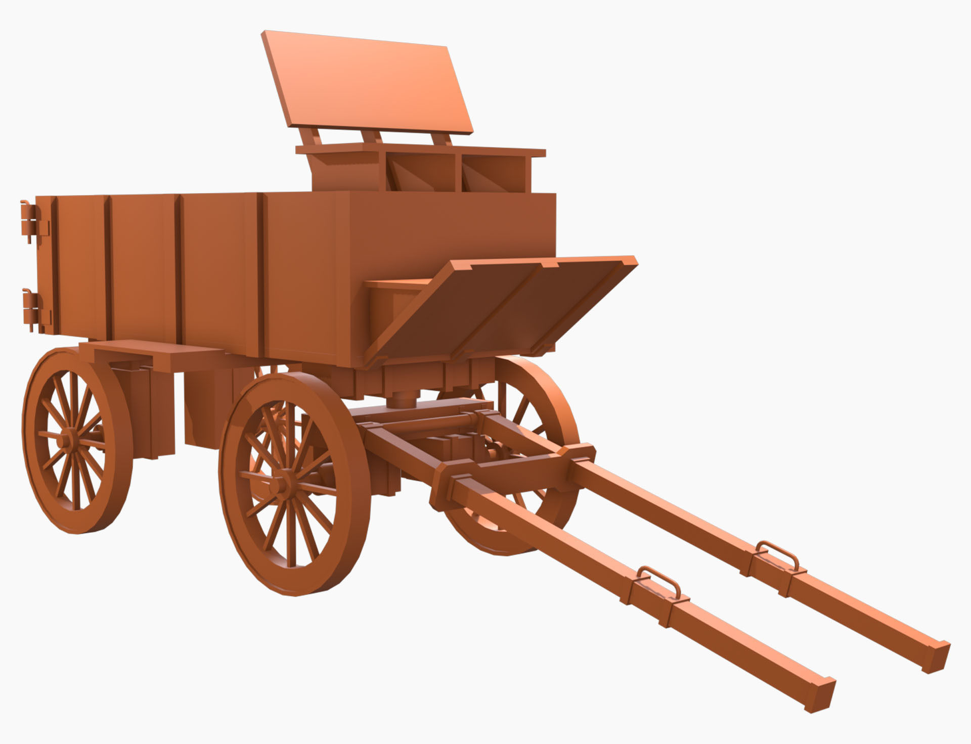 Medieval Wooden Cart 3 Low-poly 3D model_15