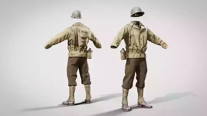 US WWII Infantry Soldier Summer Style 3D model