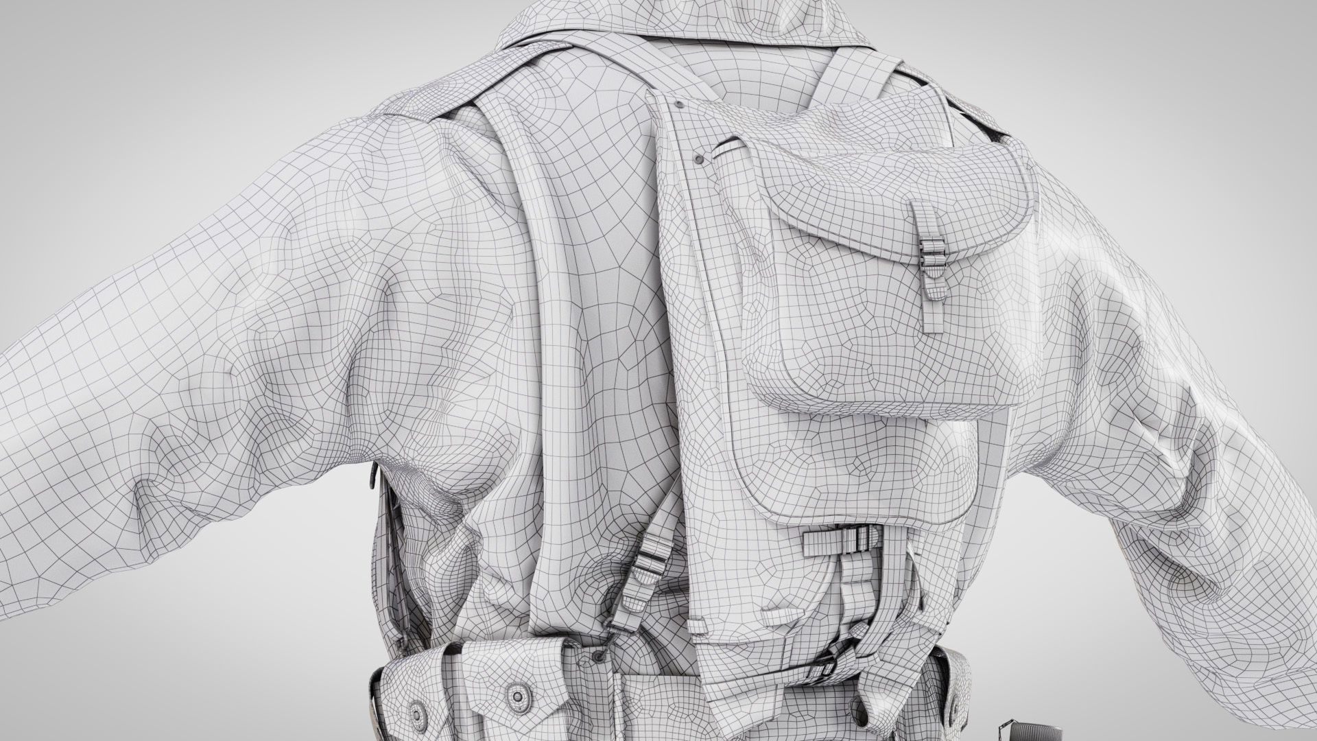 US WWII Infantry Soldier Summer Style 3D model_15