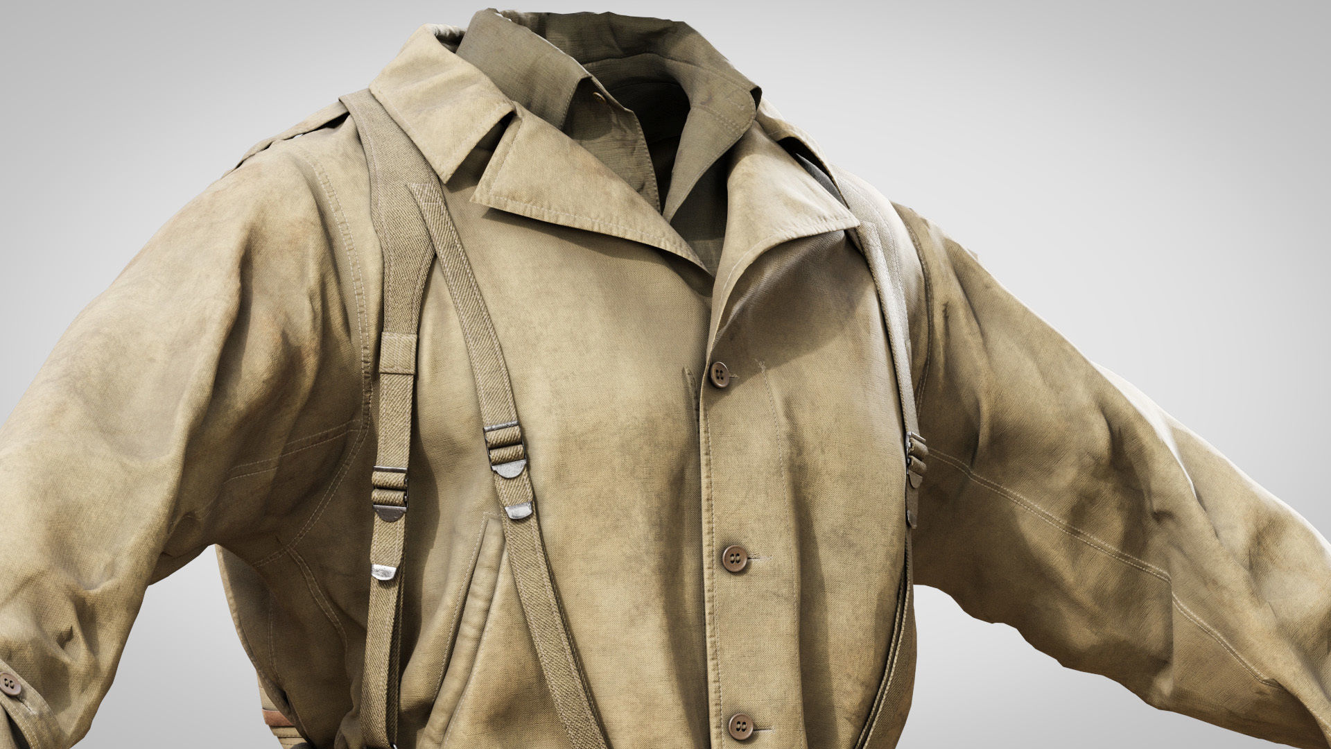 US WWII Infantry Soldier Summer Style 3D model_9