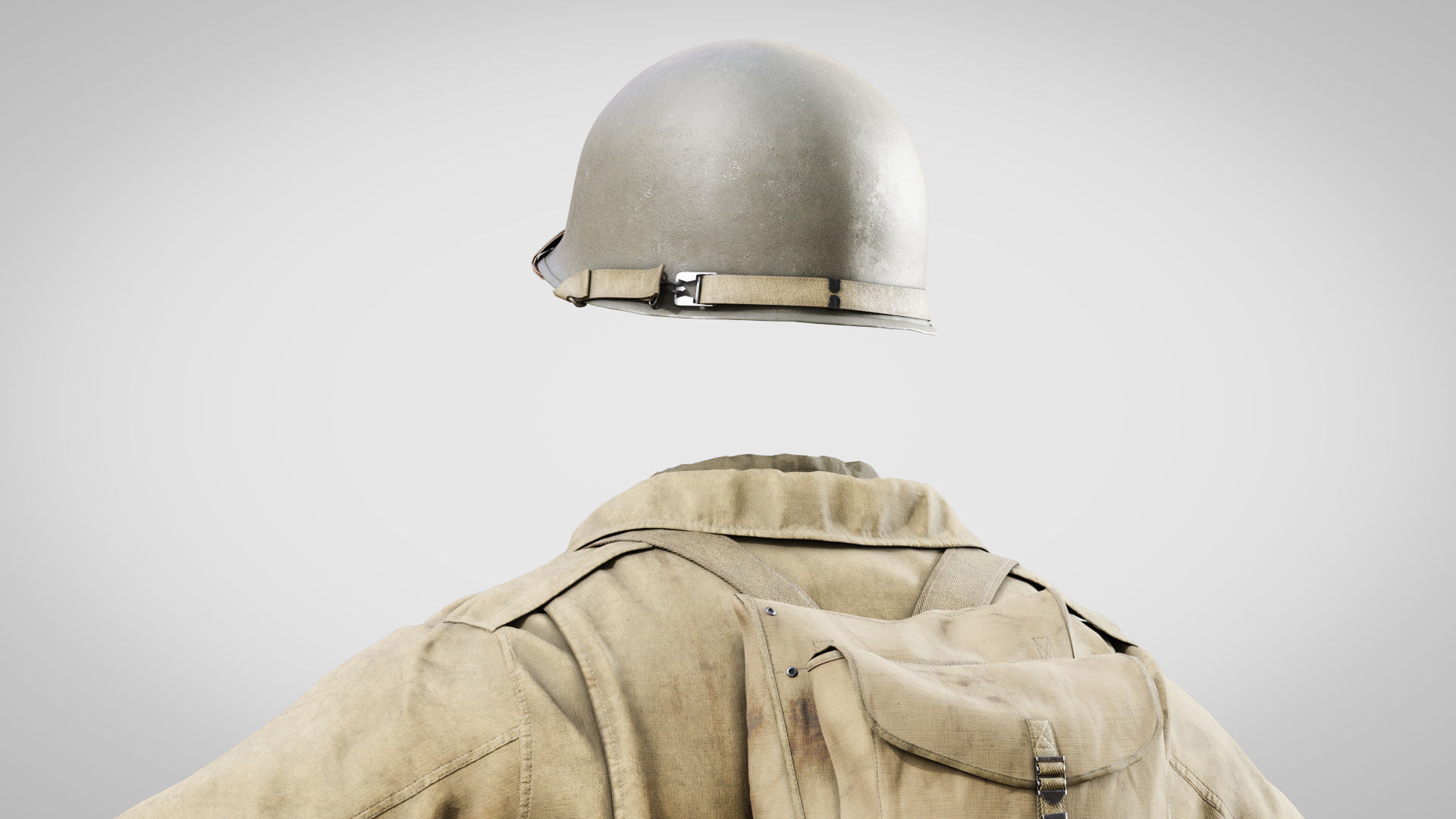 US WWII Infantry Soldier Summer Style 3D model_3