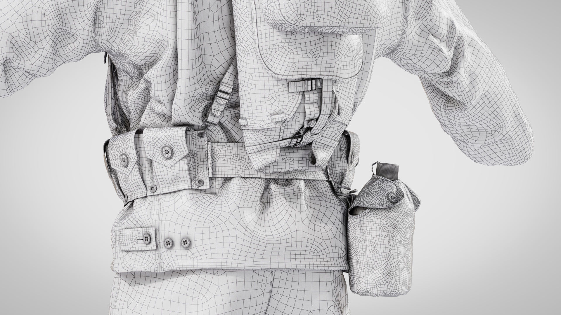 US WWII Infantry Soldier Summer Style 3D model_16