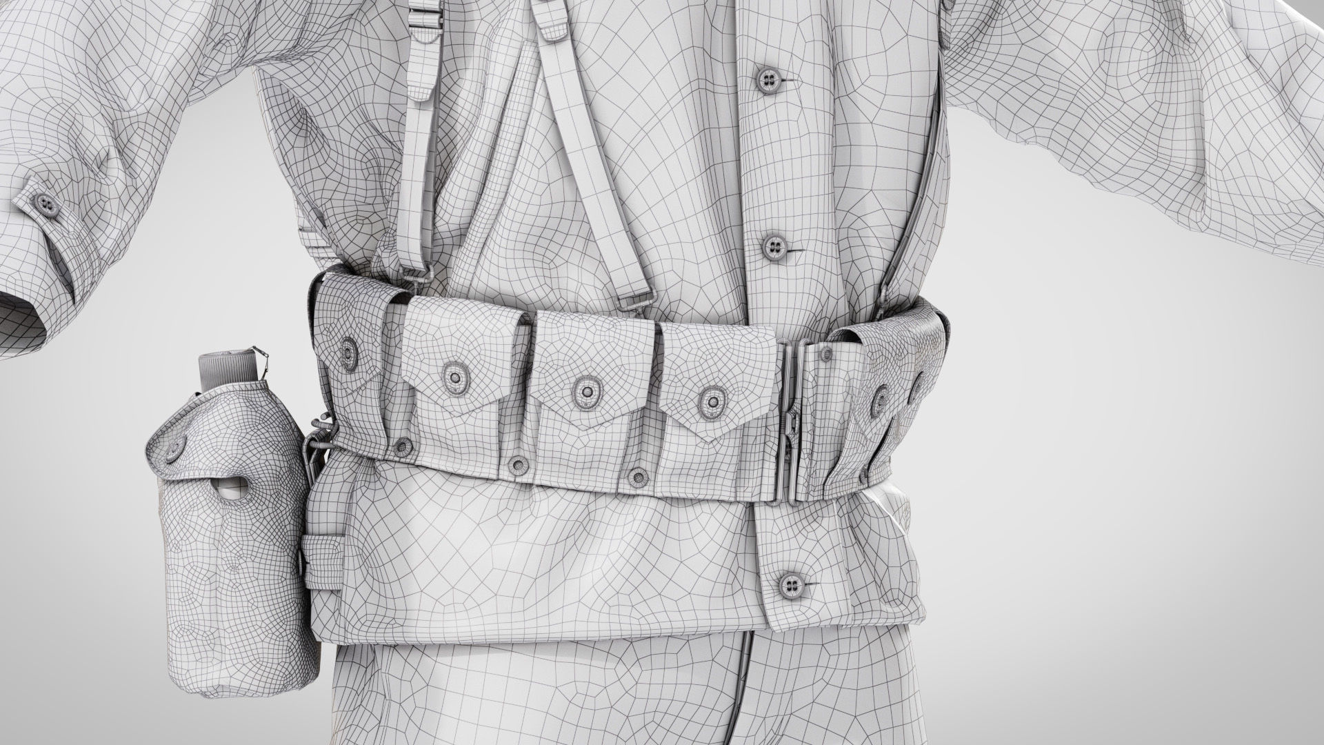 US WWII Infantry Soldier Summer Style 3D model_21