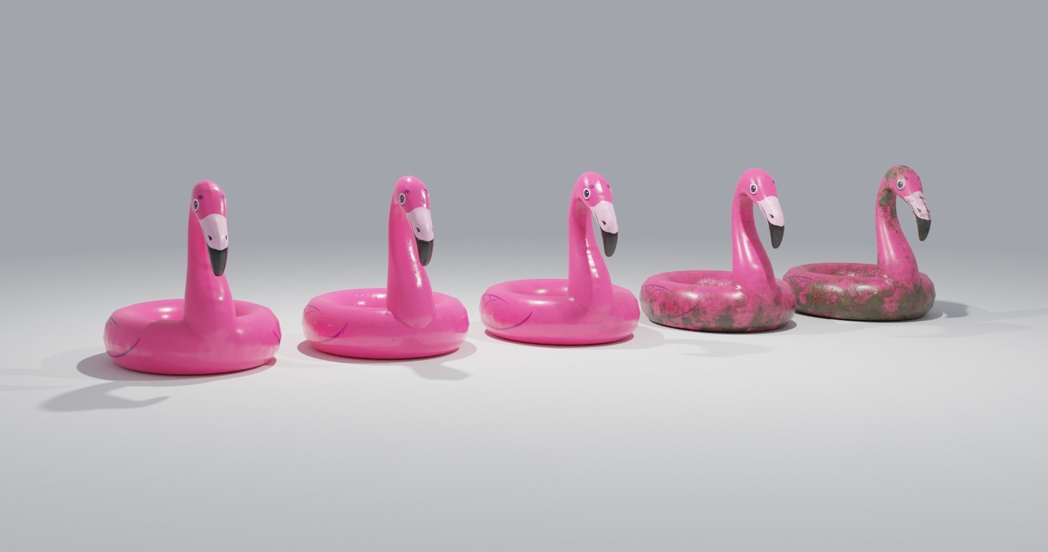 PBR Flamingo Inflatable Pool Float 5 Styles  Low-poly 3D model_2