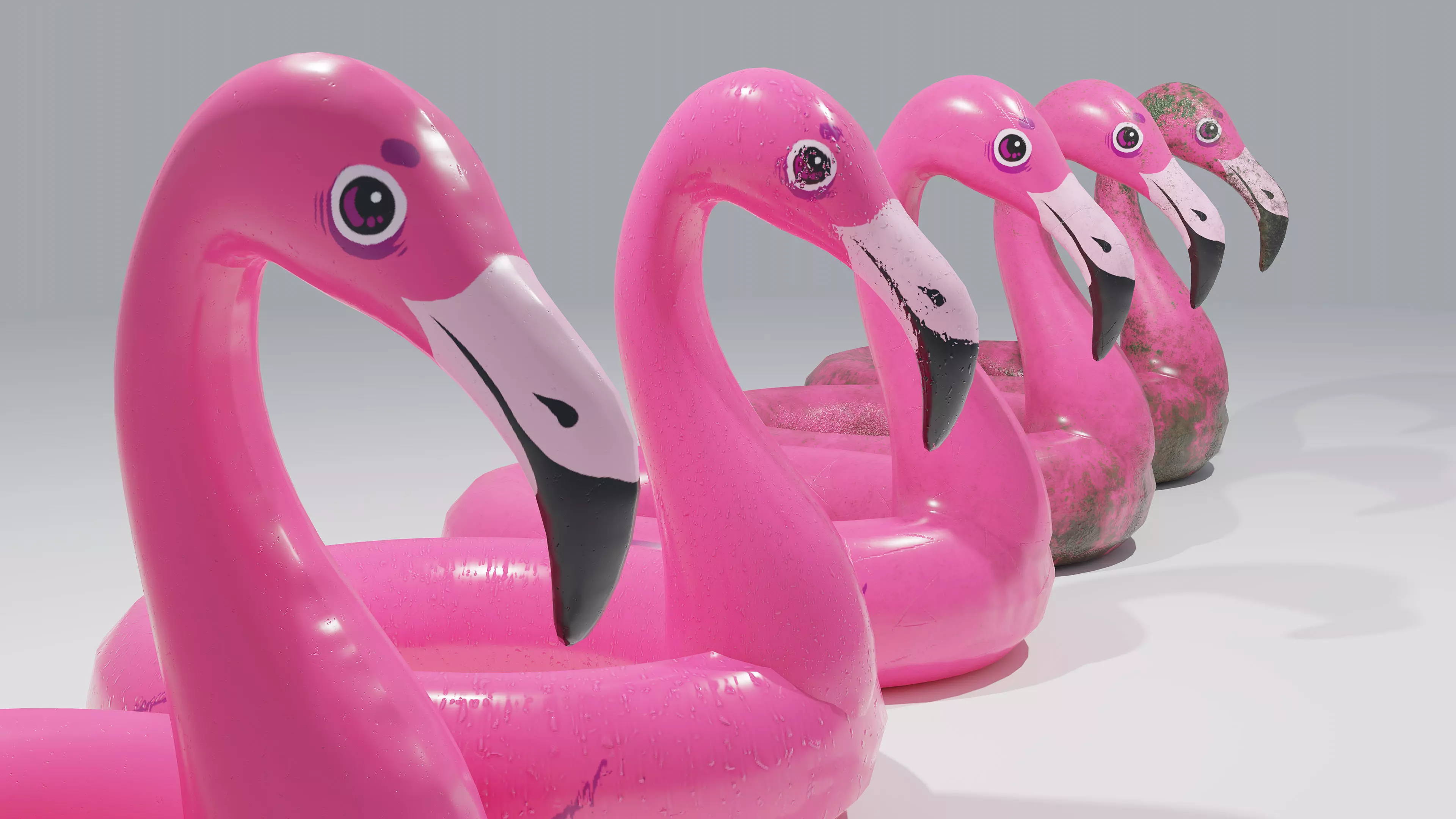 PBR Flamingo Inflatable Pool Float 5 Styles  Low-poly 3D model_0