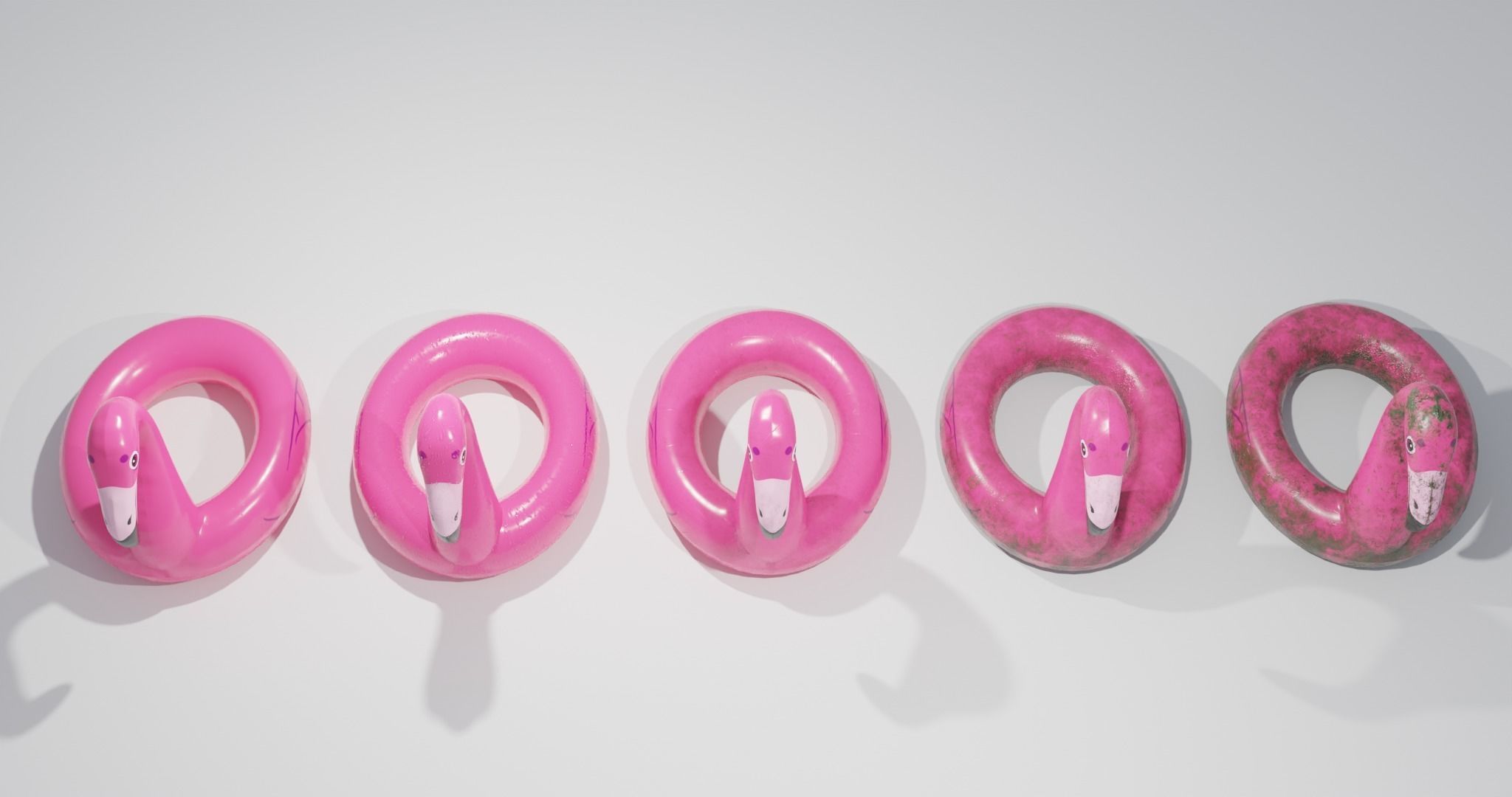 PBR Flamingo Inflatable Pool Float 5 Styles  Low-poly 3D model_3