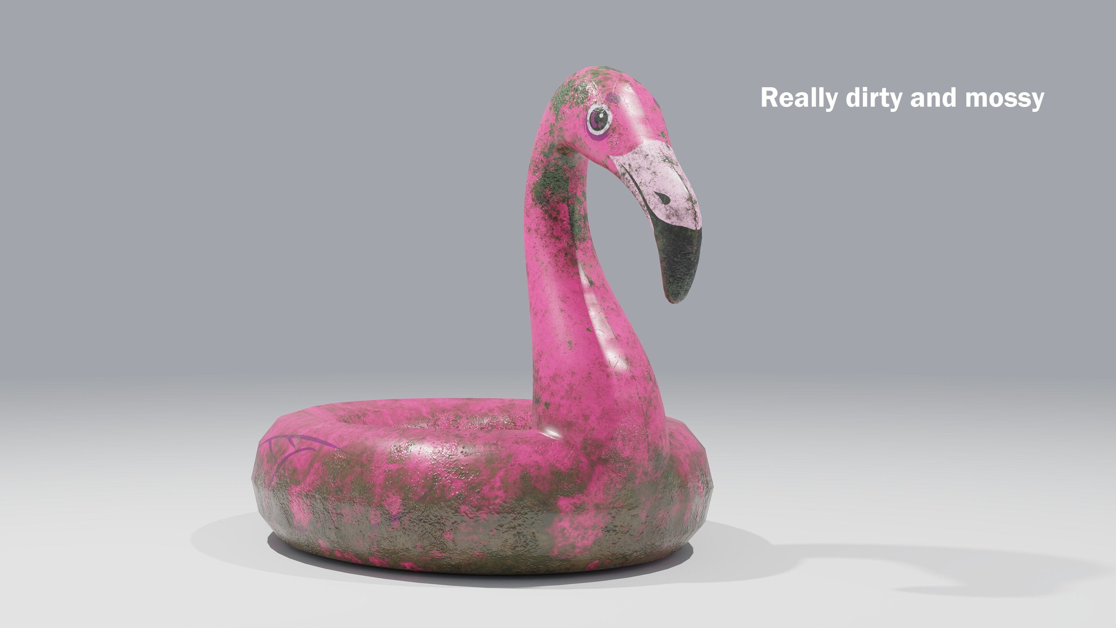 PBR Flamingo Inflatable Pool Float 5 Styles  Low-poly 3D model_10