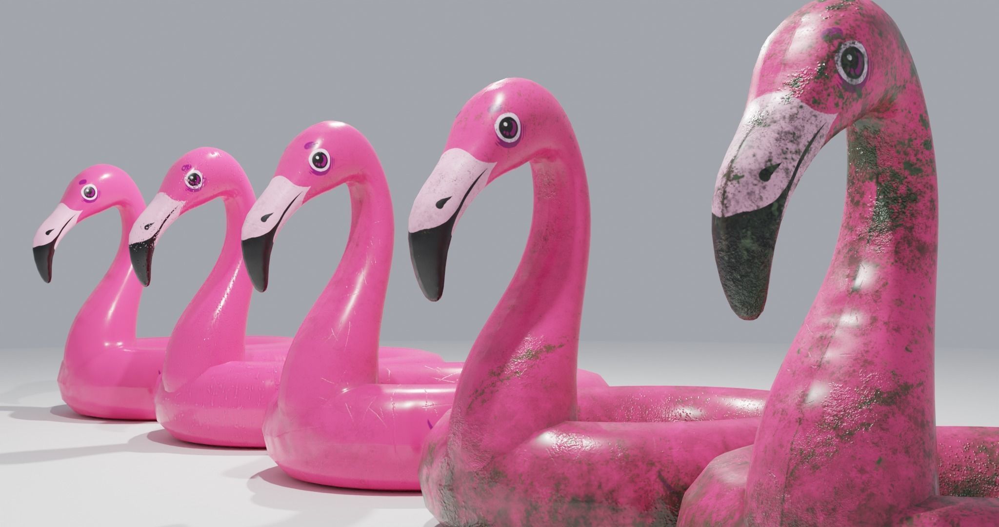 PBR Flamingo Inflatable Pool Float 5 Styles  Low-poly 3D model_5