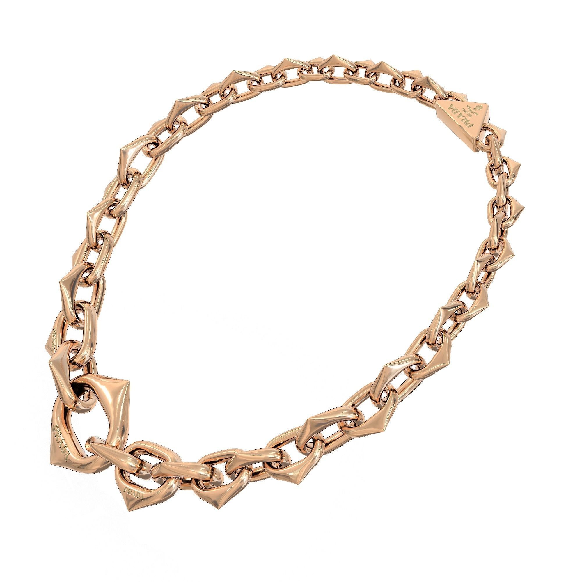 Prada Eternal Necklace Gold Siver Rose Low-poly 3D model_5