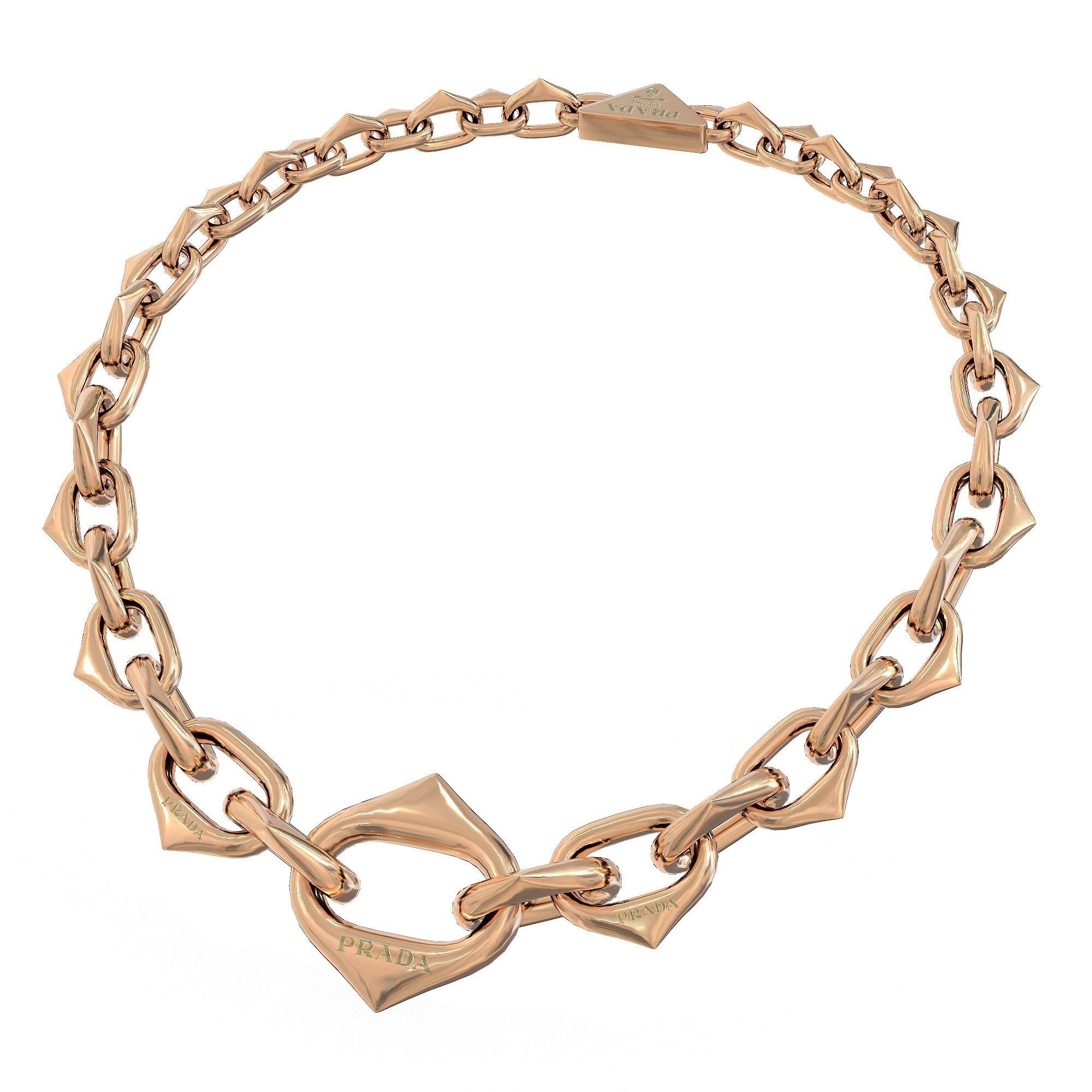 Prada Eternal Necklace Gold Siver Rose Low-poly 3D model_2