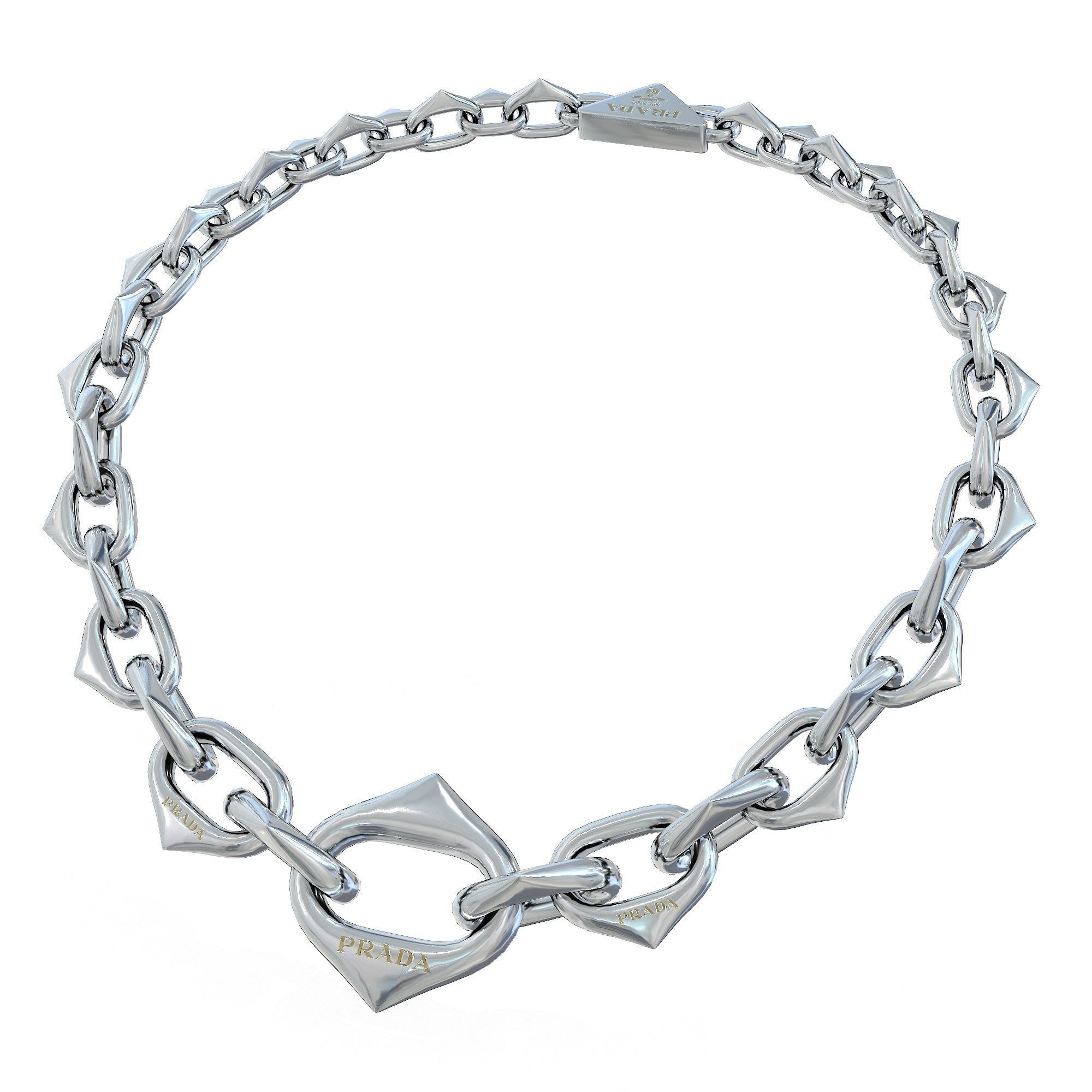 Prada Eternal Necklace Gold Siver Rose Low-poly 3D model_1