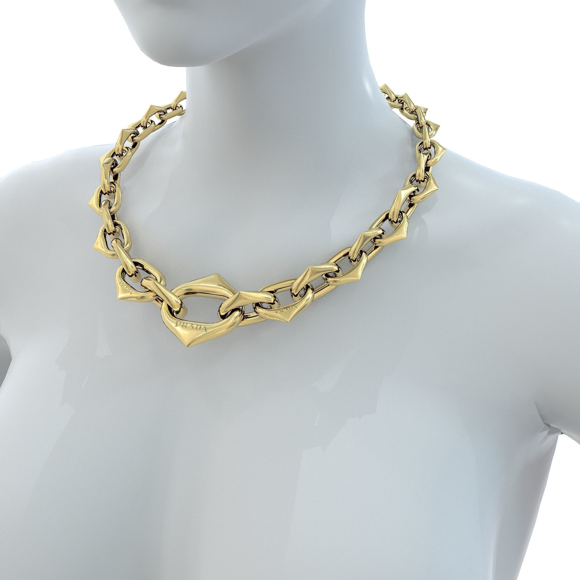 Prada Eternal Necklace Gold Siver Rose Low-poly 3D model_6