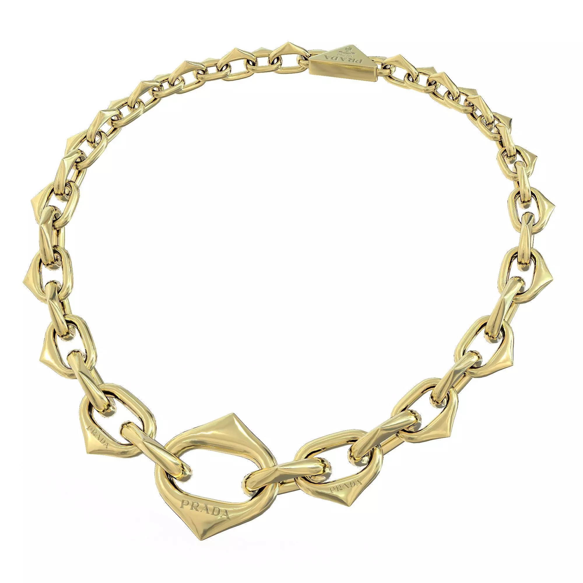 Prada Eternal Necklace Gold Siver Rose Low-poly 3D model_0