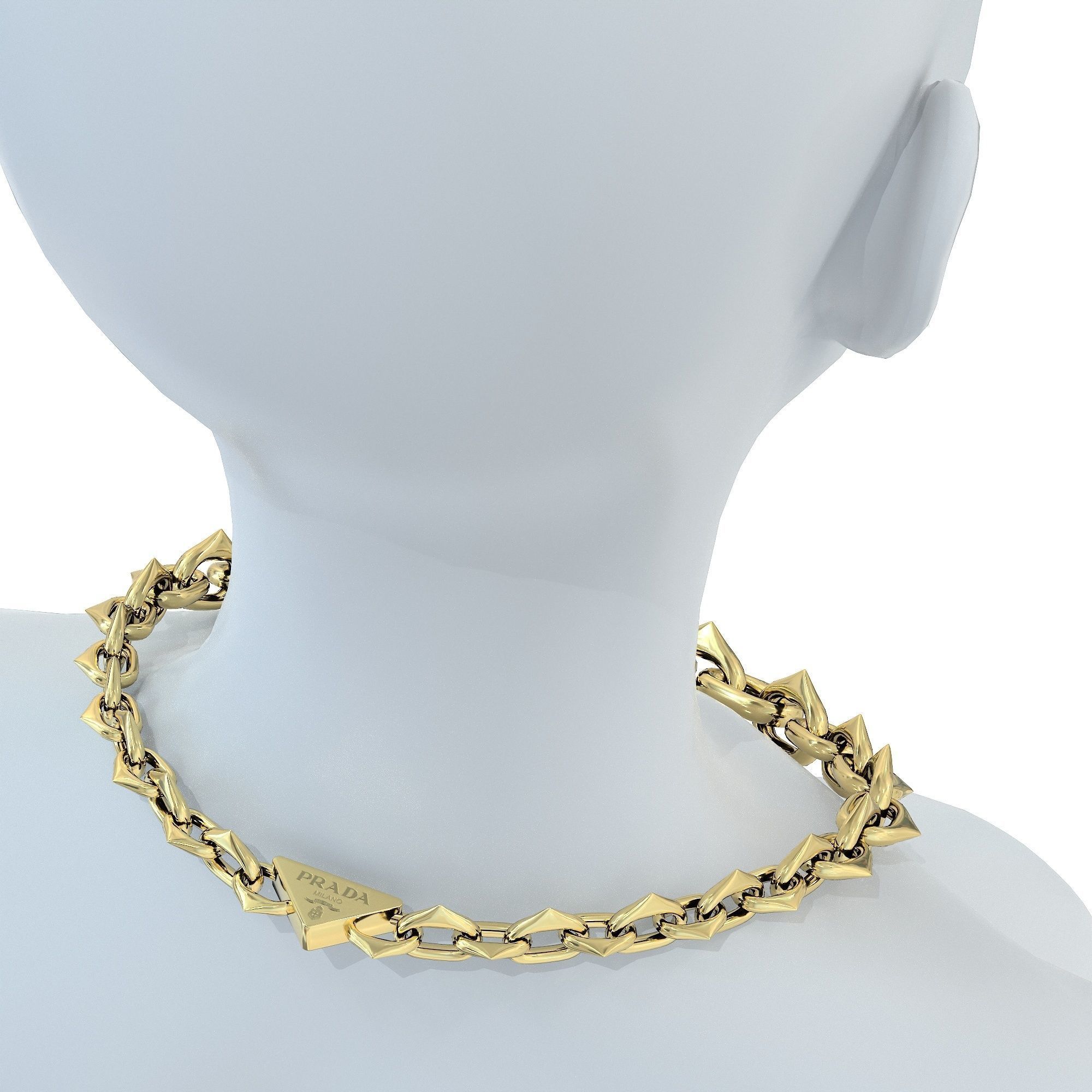 Prada Eternal Necklace Gold Siver Rose Low-poly 3D model_7