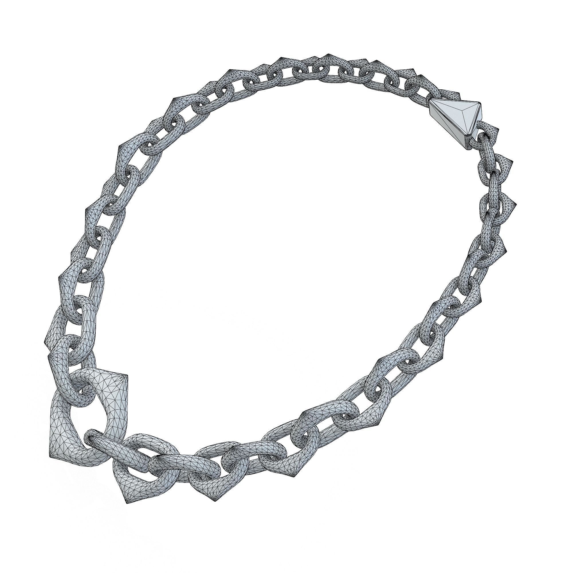 Prada Eternal Necklace Gold Siver Rose Low-poly 3D model_8