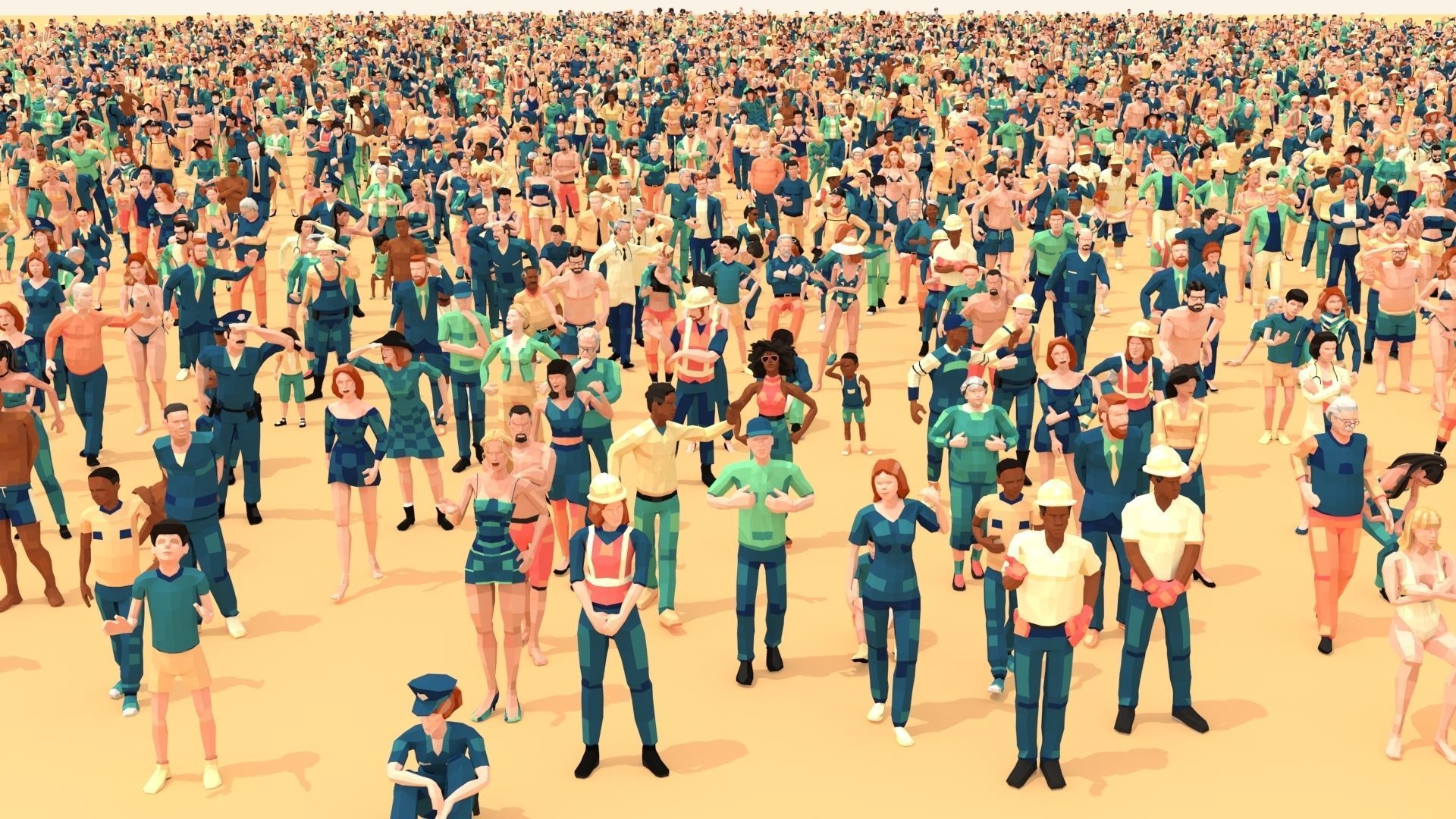 4000 Posed People Ultimate for ArchViz Low-poly 3D model_9