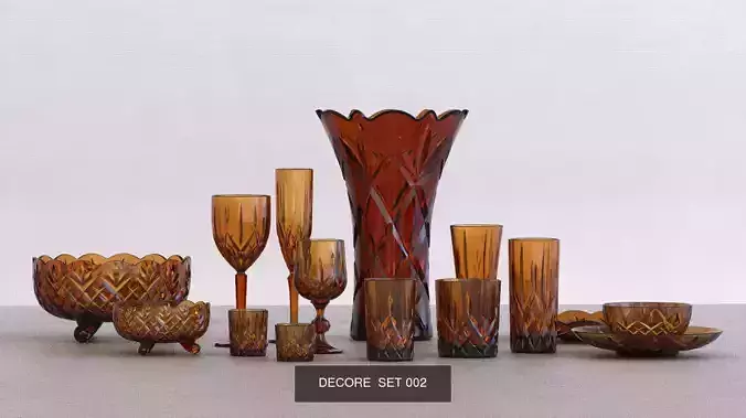 2 families of crystal glassware for 3d print  3D Model Collection
