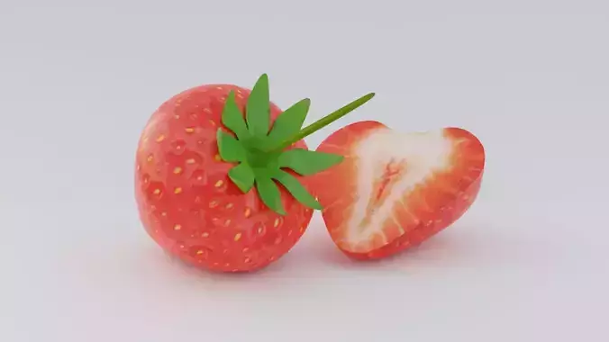 Realistic Strawberry Low-poly 3D model