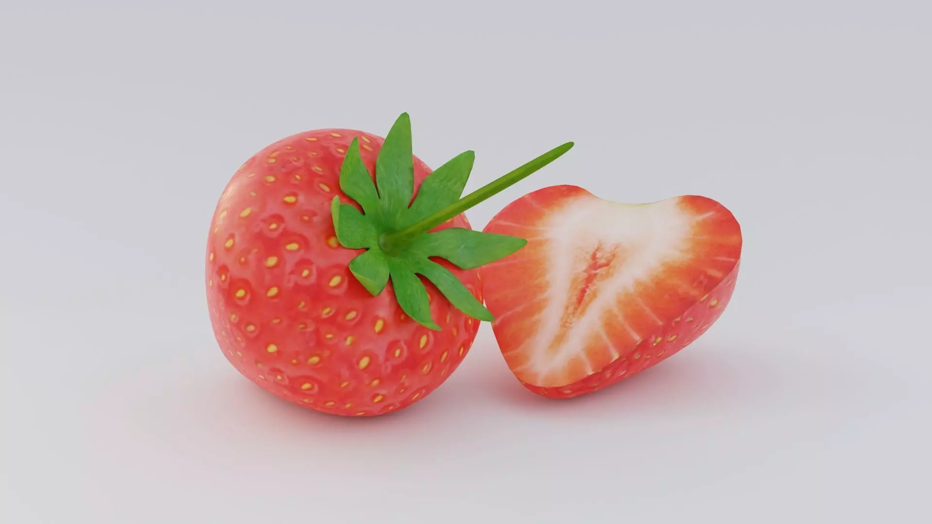Realistic Strawberry Low-poly 3D model