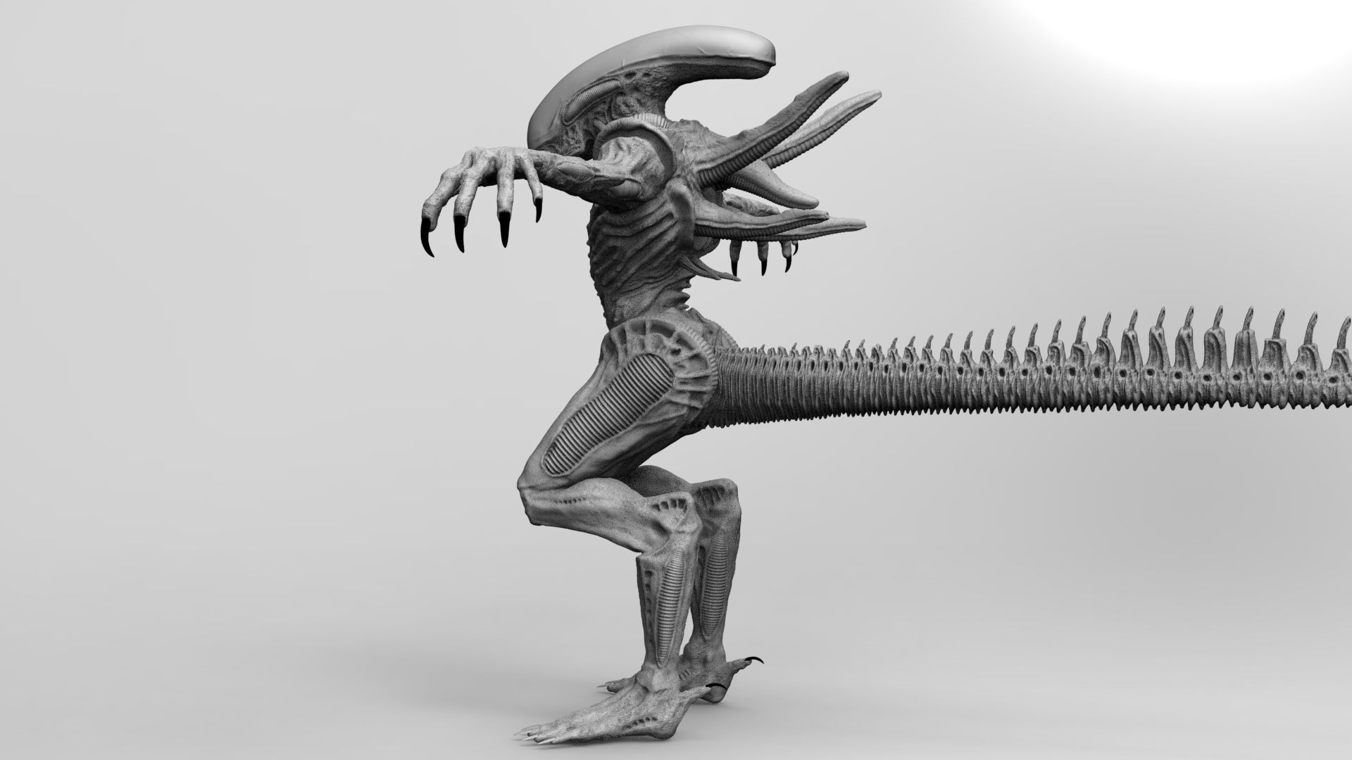 Alien Xenomorph Hunter 3D Production Model Rigged 3D model_37