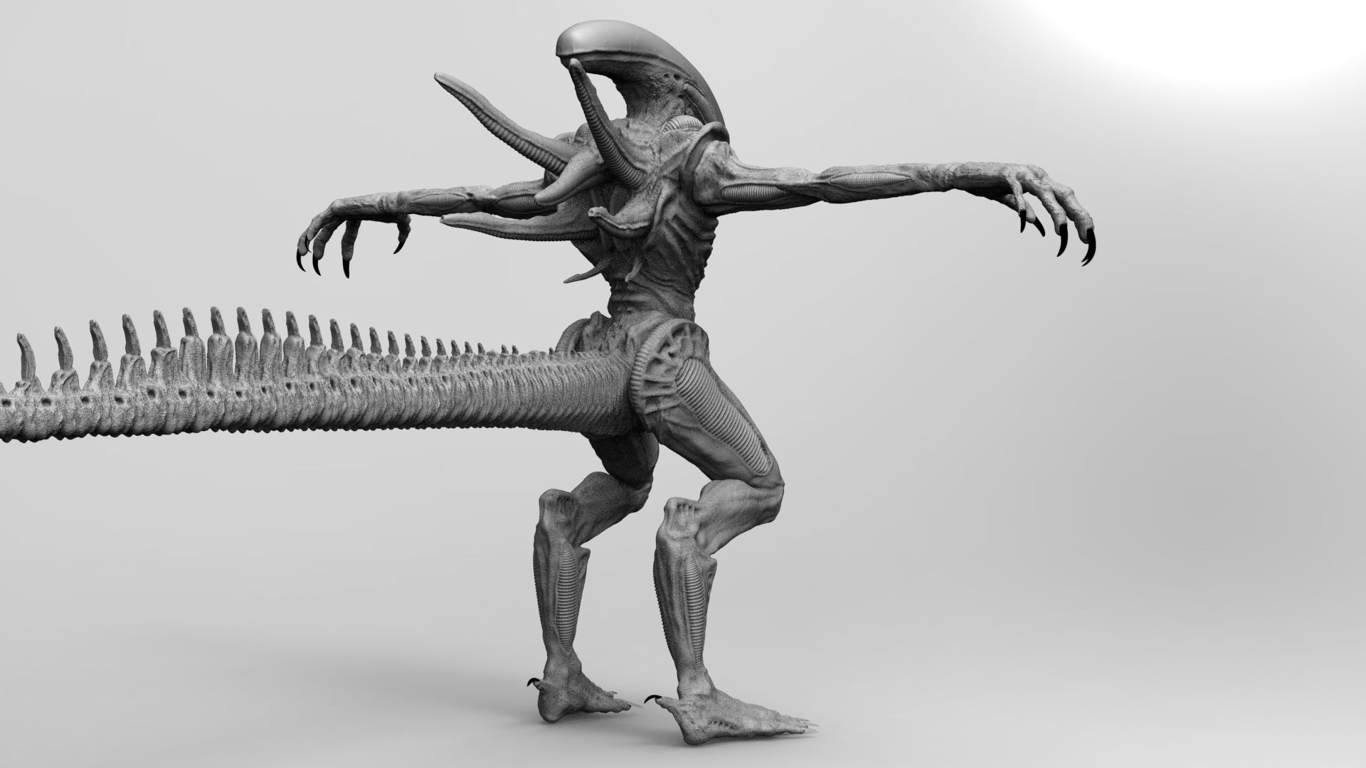 Alien Xenomorph Hunter 3D Production Model Rigged 3D model_38