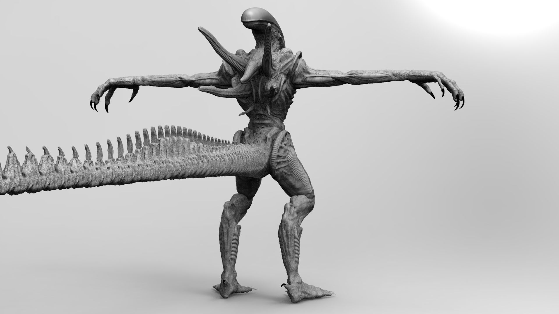 Alien Xenomorph Hunter 3D Production Model Rigged 3D model_30