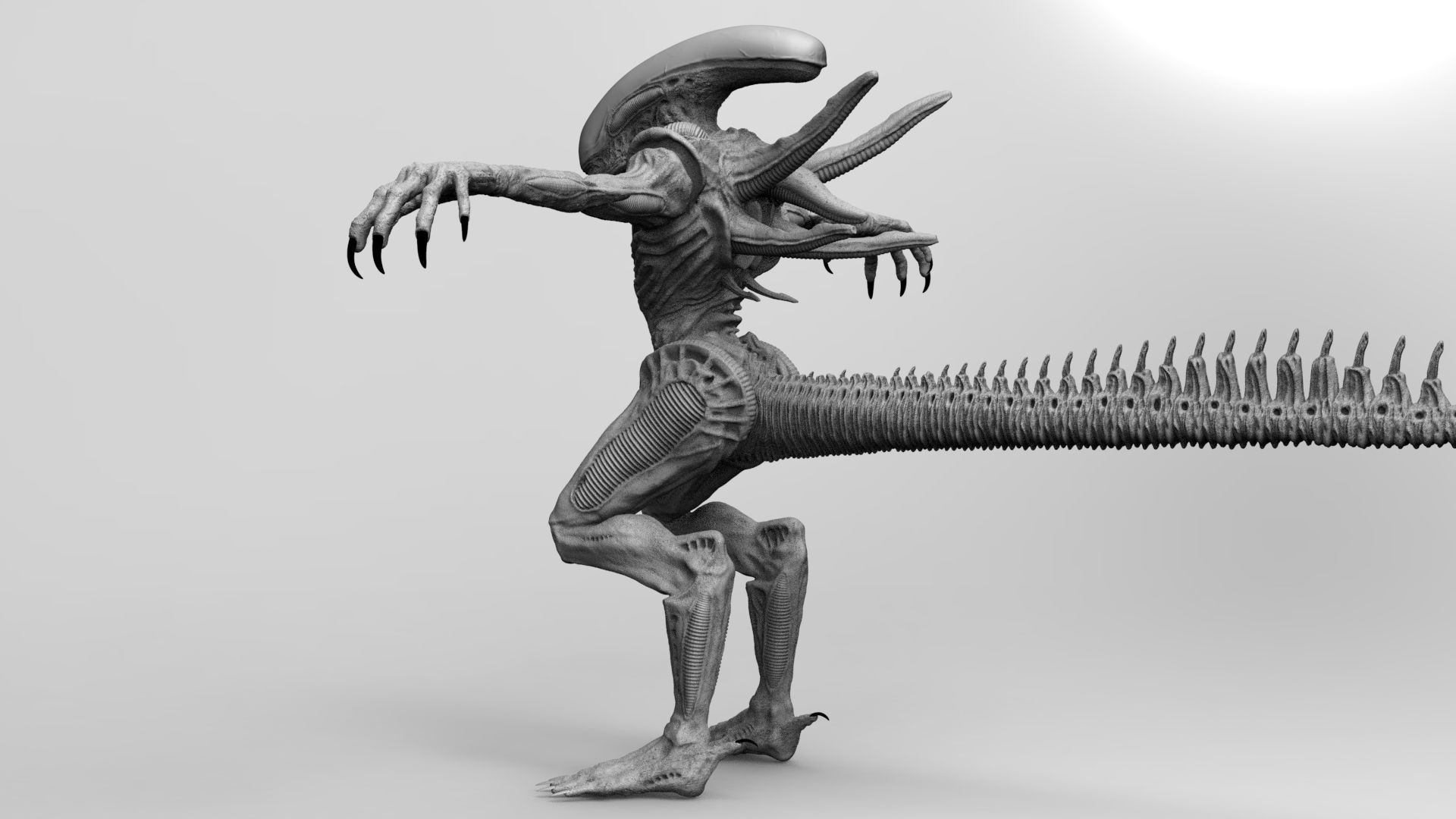 Alien Xenomorph Hunter 3D Production Model Rigged 3D model_12