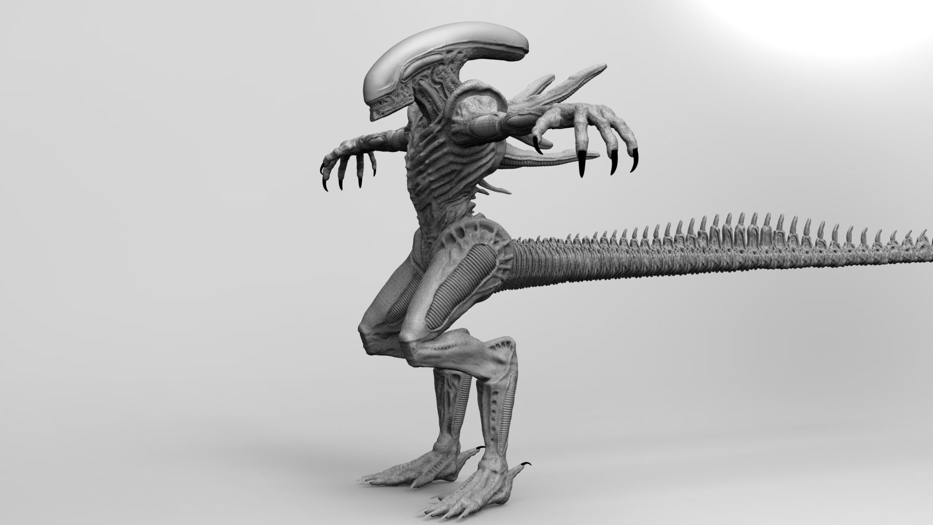 Alien Xenomorph Hunter 3D Production Model Rigged 3D model_9
