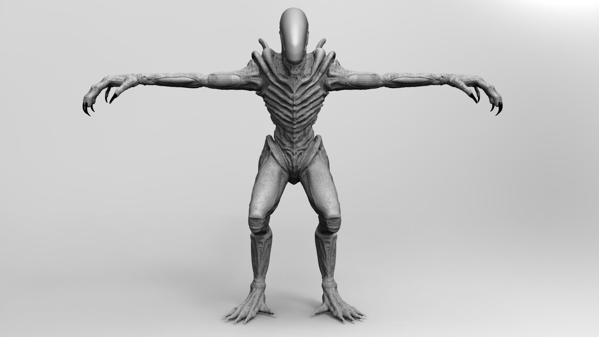 Alien Xenomorph Hunter 3D Production Model Rigged 3D model_2