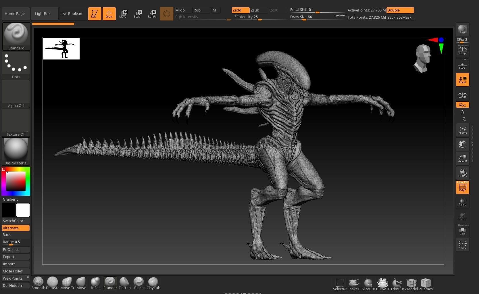 Alien Xenomorph Hunter 3D Production Model Rigged 3D model_3