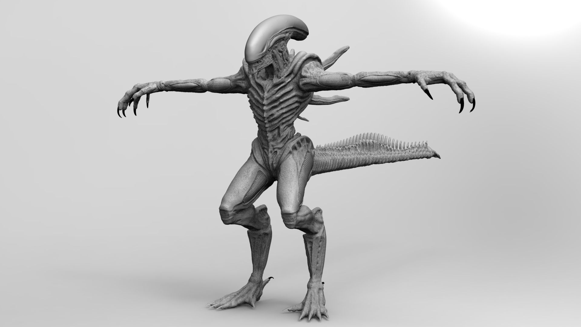 Alien Xenomorph Hunter 3D Production Model Rigged 3D model_6