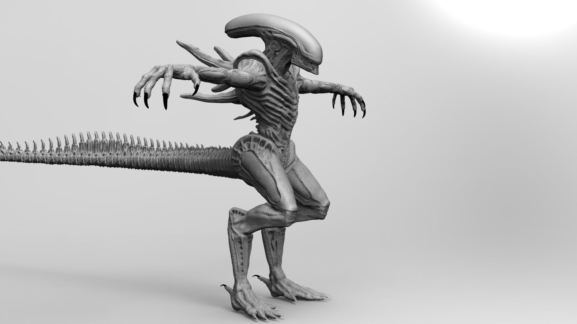 Alien Xenomorph Hunter 3D Production Model Rigged 3D model_4