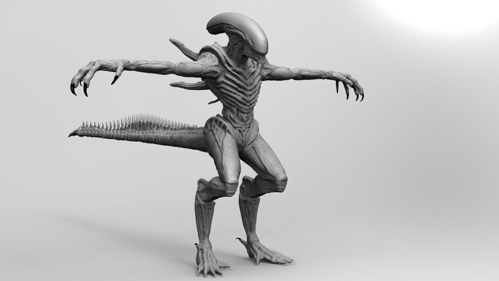 Alien Xenomorph Hunter 3D Production Model Rigged 3D model_34