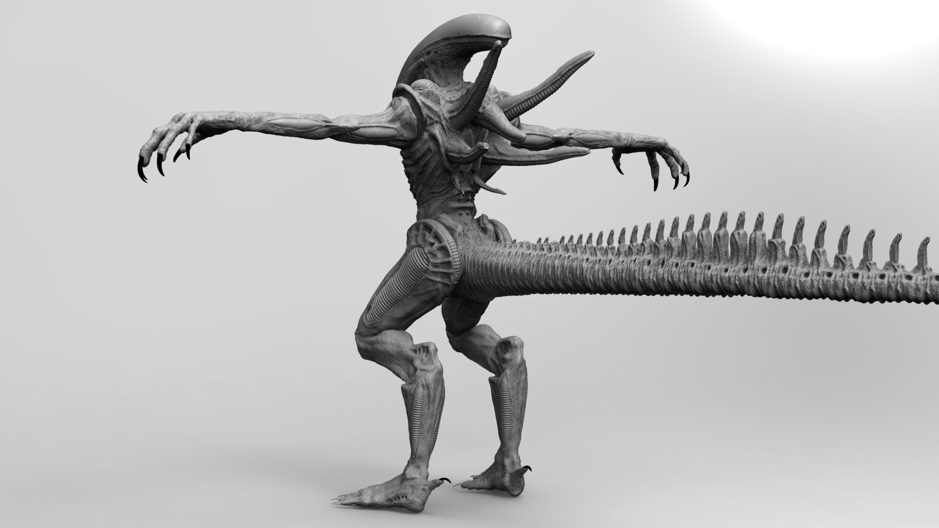 Alien Xenomorph Hunter 3D Production Model Rigged 3D model_26