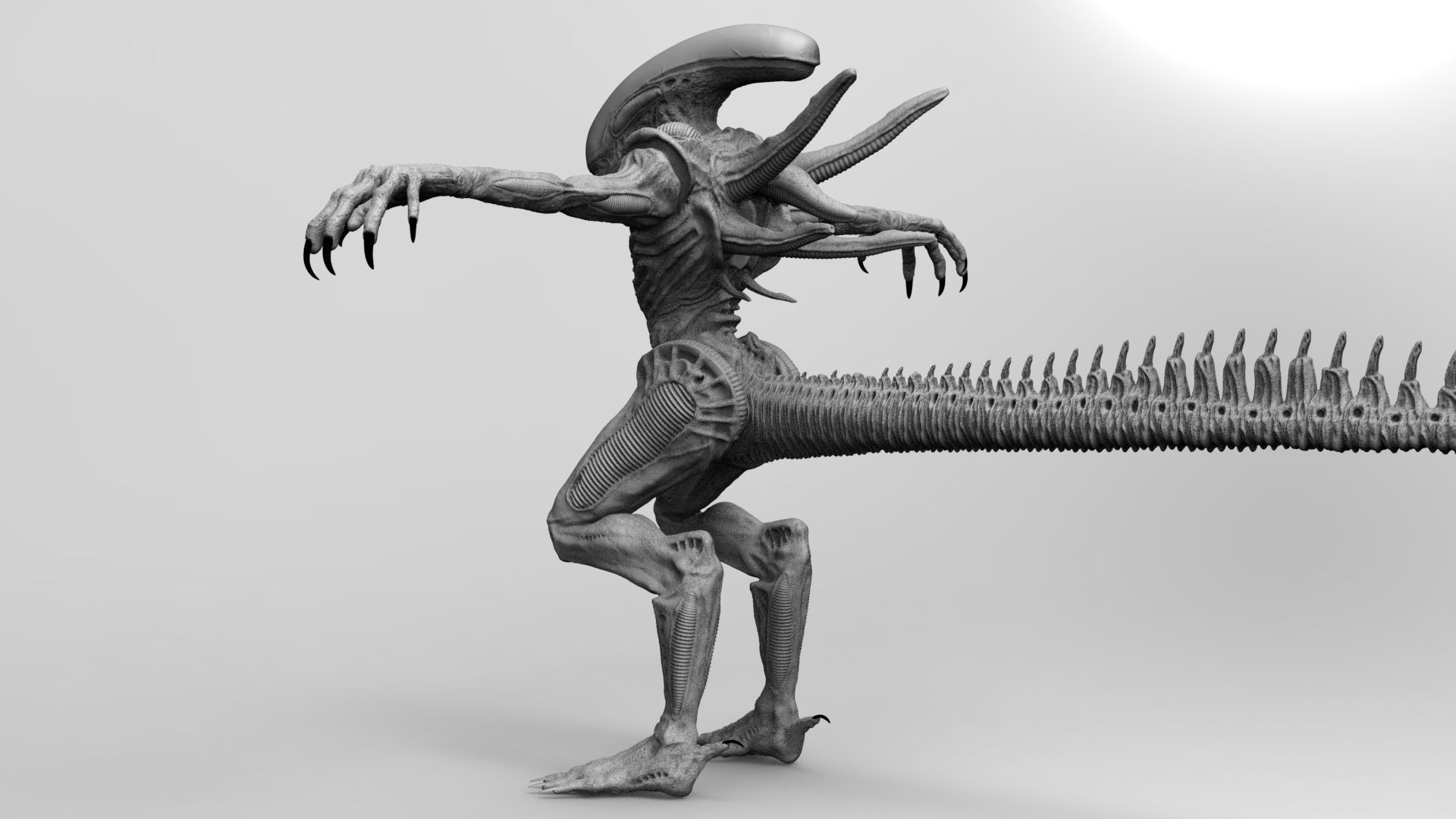 Alien Xenomorph Hunter 3D Production Model Rigged 3D model_27
