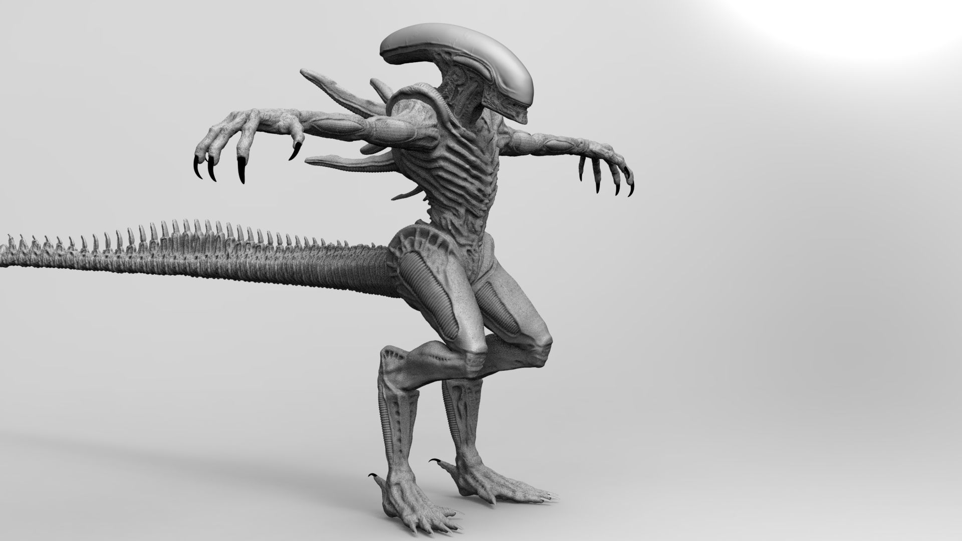 Alien Xenomorph Hunter 3D Production Model Rigged 3D model_23
