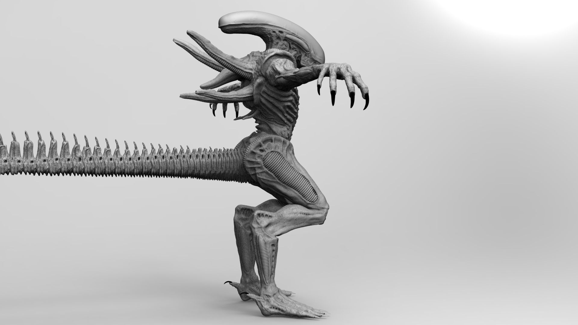 Alien Xenomorph Hunter 3D Production Model Rigged 3D model_31