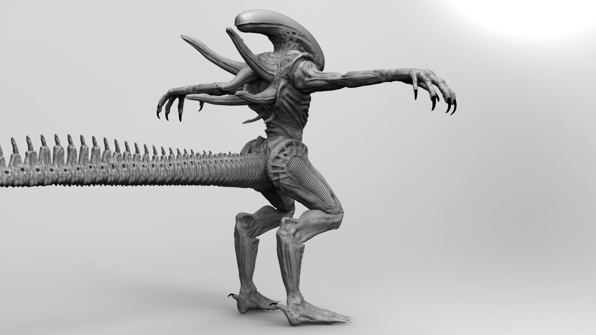 Alien Xenomorph Hunter 3D Production Model Rigged 3D model_19