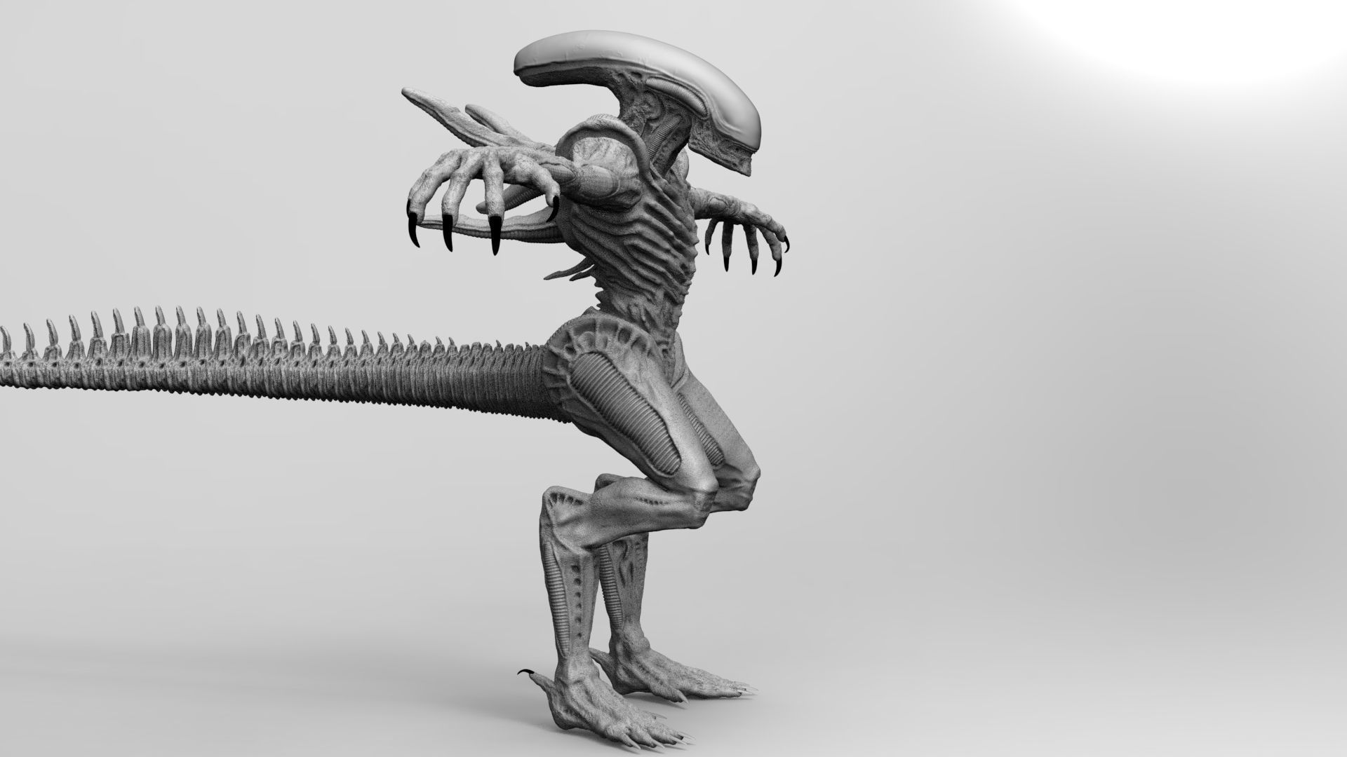 Alien Xenomorph Hunter 3D Production Model Rigged 3D model_29