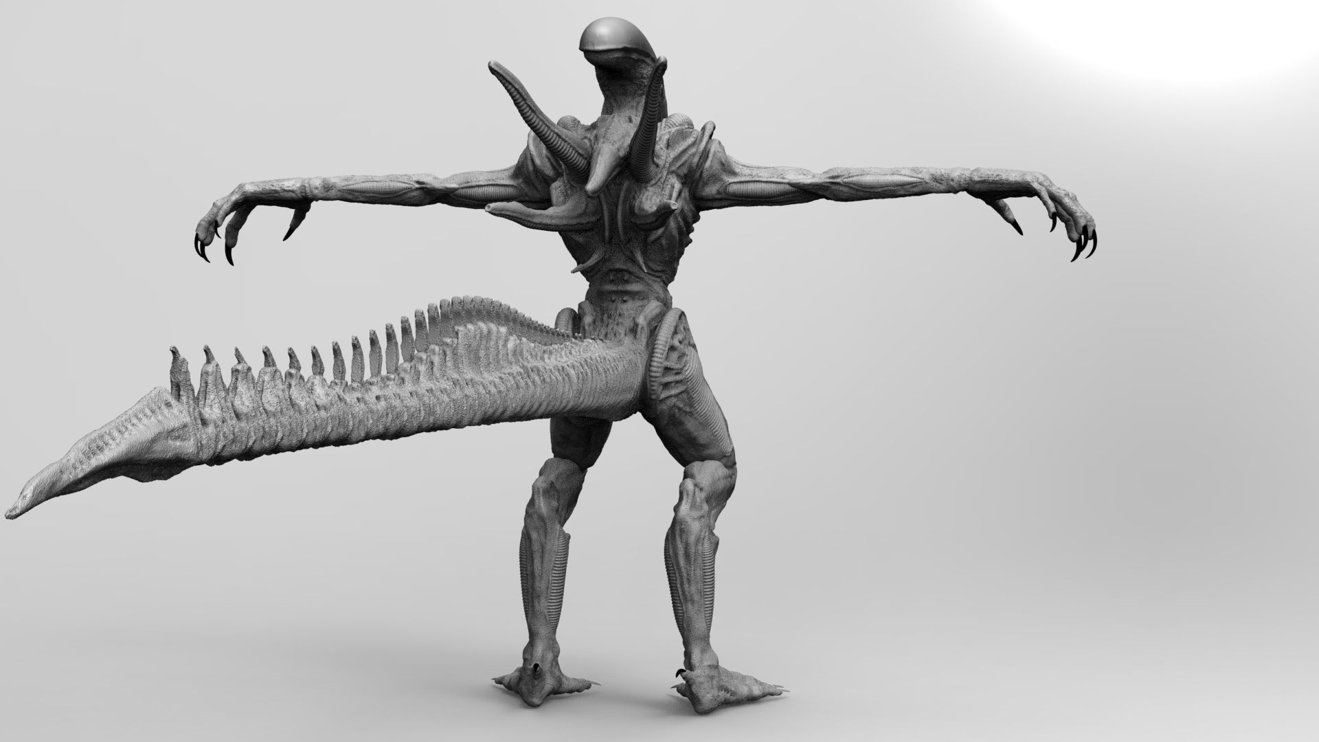 Alien Xenomorph Hunter 3D Production Model Rigged 3D model_17