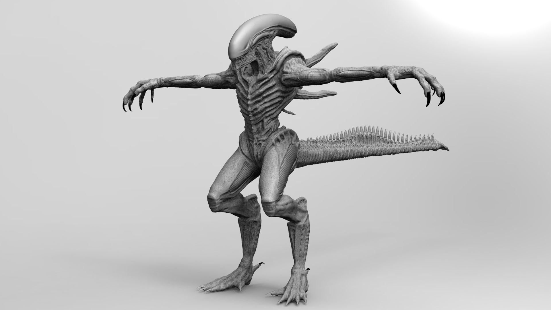 Alien Xenomorph Hunter 3D Production Model Rigged 3D model_35